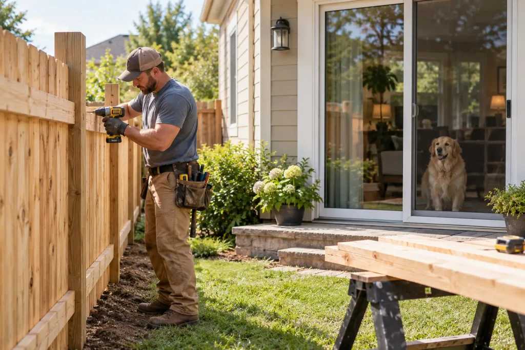 replacing a backyard fence when you have a dog